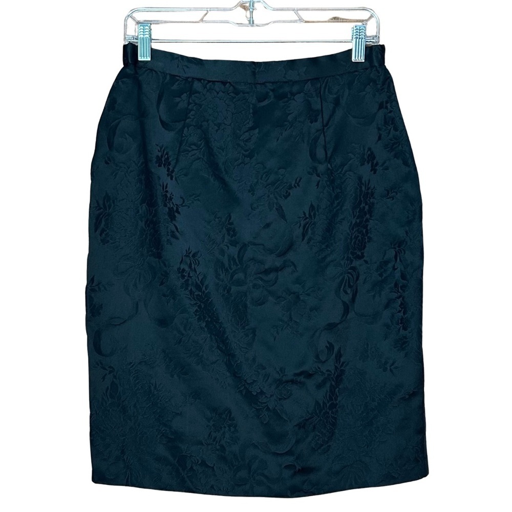 Vintage Y2K Scott McClintock Black Floral Jacquard Pencil Skirt
